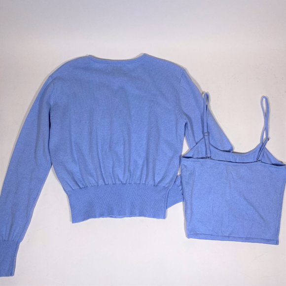 HVN Baby Blue Cherry 'Laura' Embroidered Cardigan & Tank Set - Picture 3 of 5